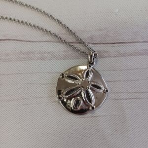 Cookie Lee Sand Dollar Jewelry Metallic Nautical Ocean Beach Summer Necklace